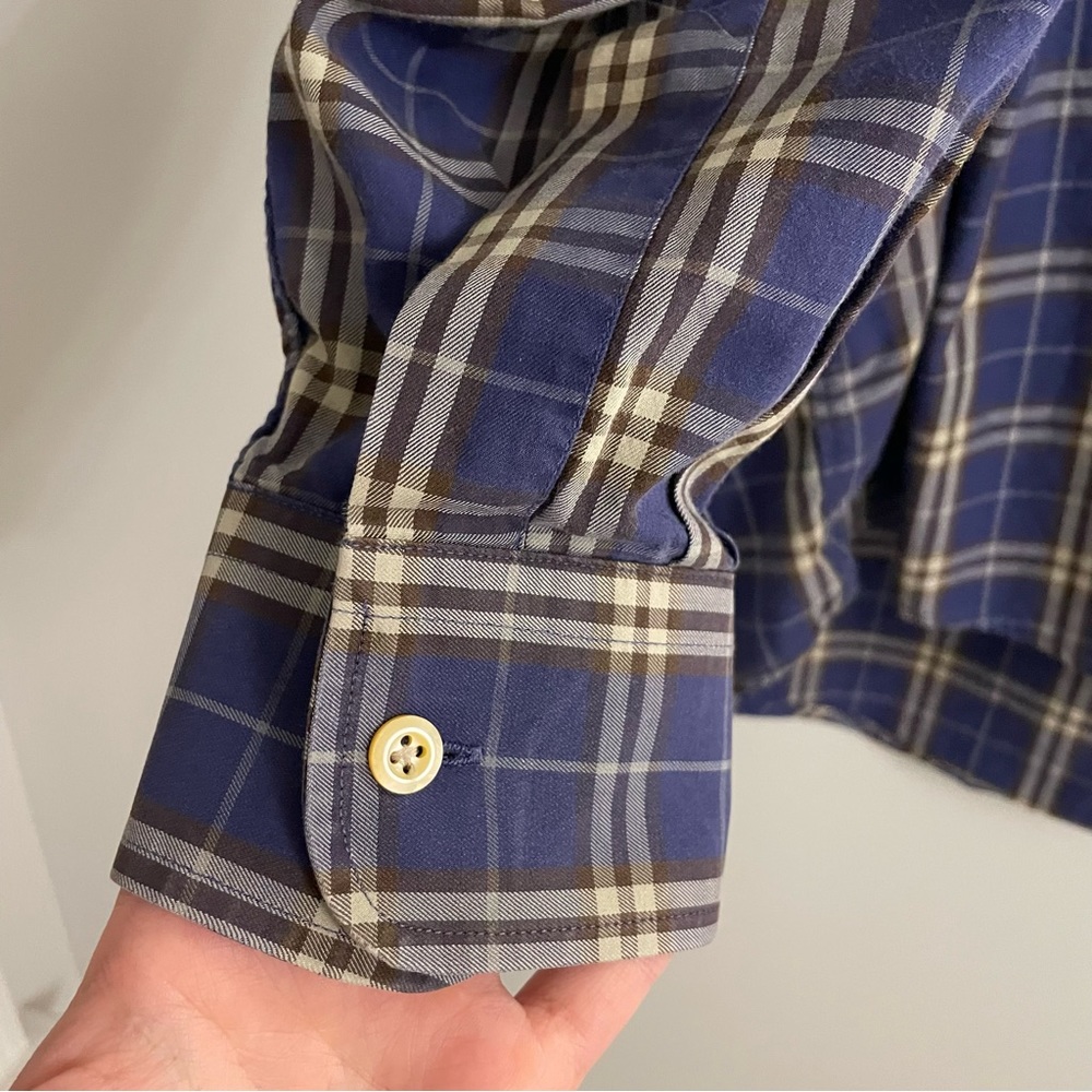 Burberry Blue and Yellow Plaid Dress Shirt - Picture 4 of 8